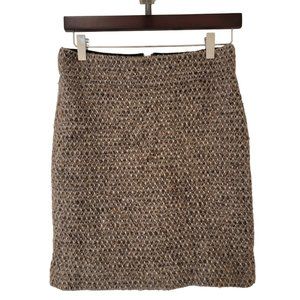 J Crew Wool Pencil Skirt Size 2 Tan Brown Copper Metallic Textured Lined Classy